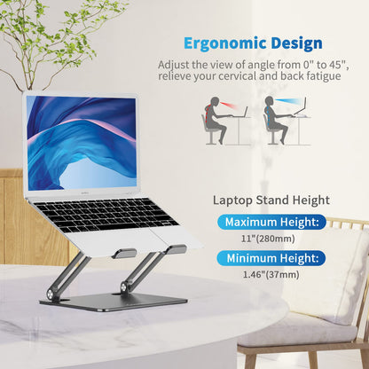 Gokeda laptop stand, ergonomic aluminum stand for desk, notebook stand with ventilation hole, compatible with MacBook Air/Pro, Dell, HP, Lenovo, and other 10-15.6" laptops.