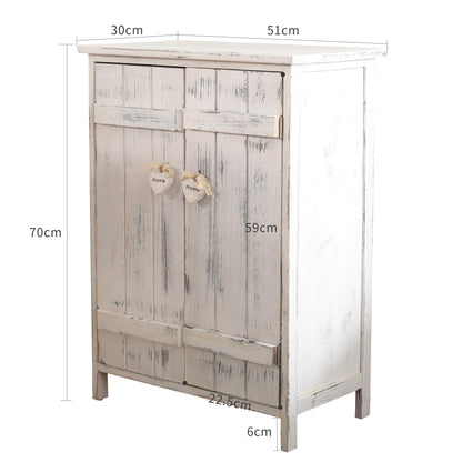 Rebecca Mobili kitchen cabinet chest of drawers bathroom cabinet 2 doors white shabby chic hearts entrance - Dimensions: 70 x 51 x 30 cm (HxLxB) - Art. RE4573