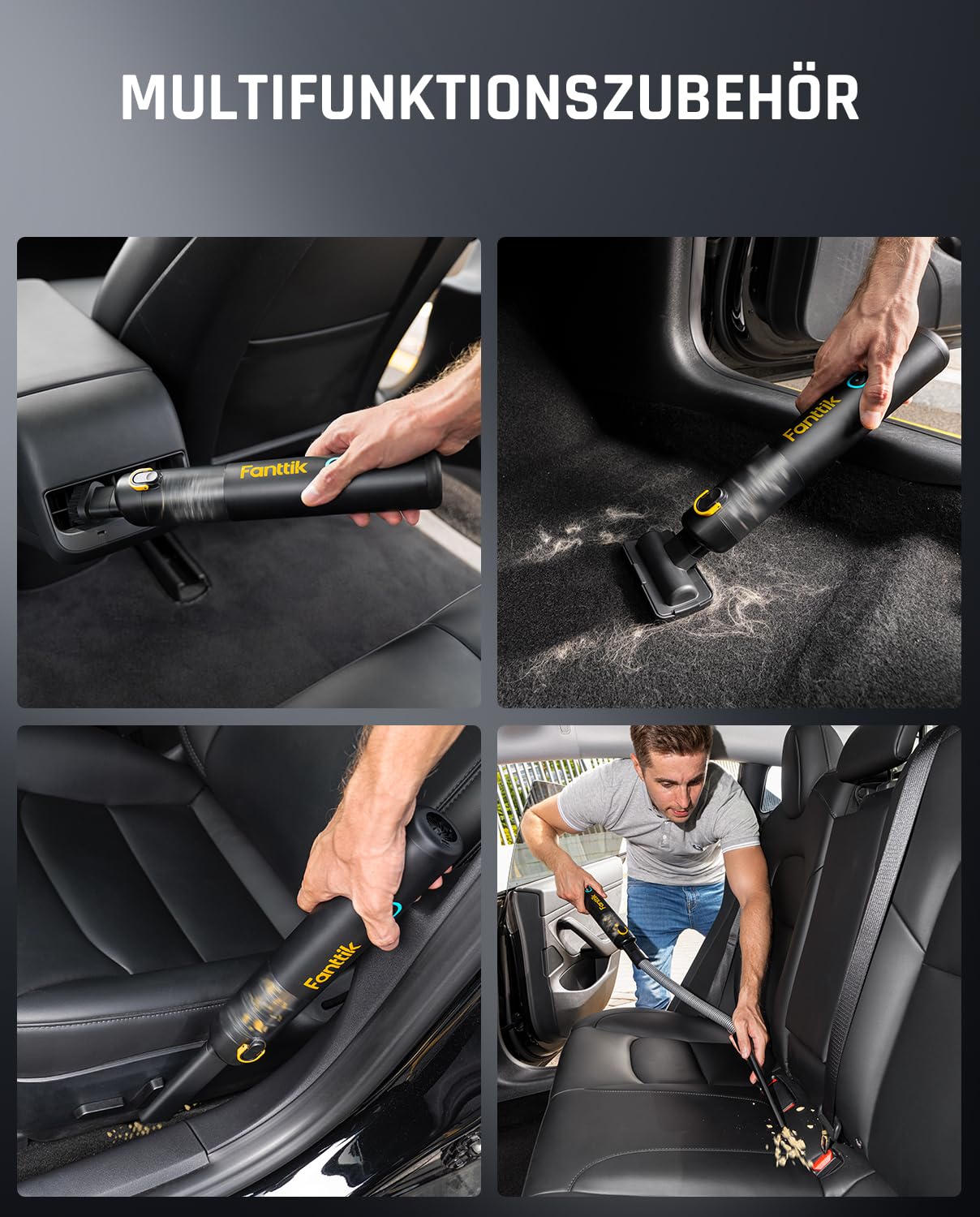 Fanttik Slim V8 Apex Battery-powered Car Vacuum with high performance, 19000 Pa/45 AW, RobustClean™ Handheld Vacuum 4-in-1 Mini Air Blower Pump, Portable Vacuum for Car, Office Desk, Keyboards