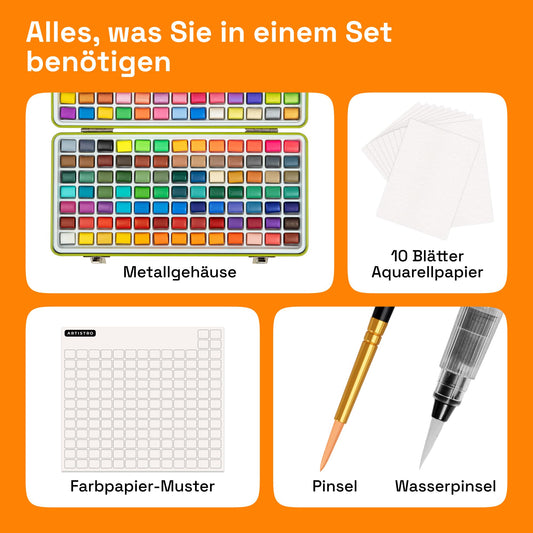 Artistro watercolor paint set 160 colors with brush and watercolor paper, Portable box watercolor set, watercolor set for travel, watercolors for artists and hobby painters