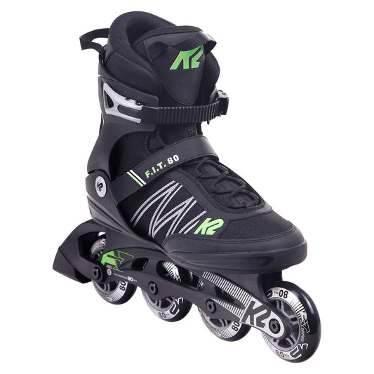 K2 Skates Men's Inline Skates F.I.T. 80, Black - Green, 30E0873.1.1.130