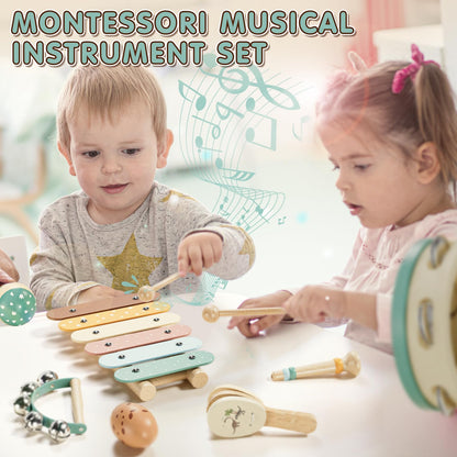 Lehoo Castle music instruments for kids, Montessori wooden toys from 2-3 years old, instrument set with xylophone drum for preschool, music learning toy gift for baby girl boy.