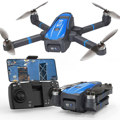 Toladrone drone with 1080P camera, Foldable drones for adults, Brushless motor, Headless mode, Optical flow positioning, RC Quadcopter for beginners TL16