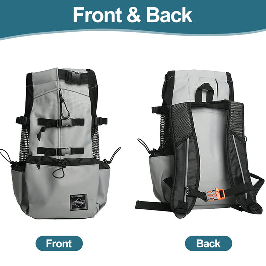 Galatée Dog Carrier Backpack, Portable Adjustable Pet Backpack, Ventilated Pet Carrier Backpack, Pet Backpack for Hiking Outdoor Walking Mountaineering Travel (S, Gray)