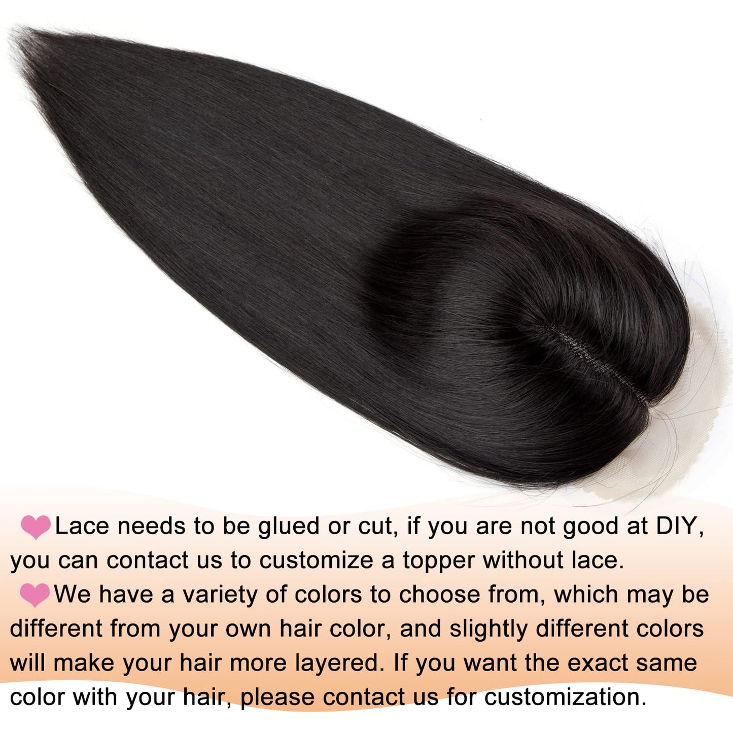 Origin Real Hair Topper For Women Thinning Hair 150% Density Clip in Topper Real Hair Extensions 14x15cm Mono Base Handmade Toupee with Lace Front 30cm-70g #1B Natural Black