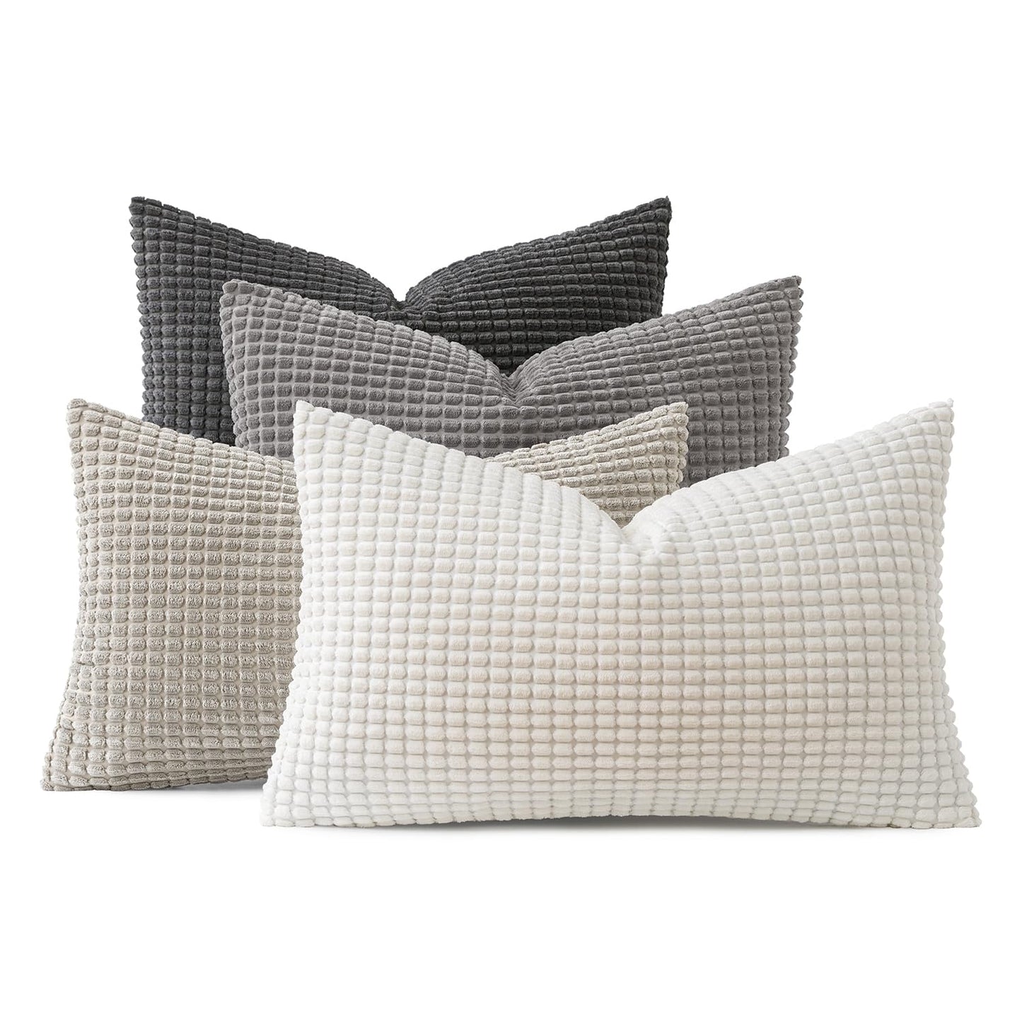 MIULEE 4 Pack Pillow Covers Corduroy Velvet Decorative Cushion Covers Sofa Throw Pillow Case for Couch Bed Living Room Bedroom Office 16x24 Inch Grey Series