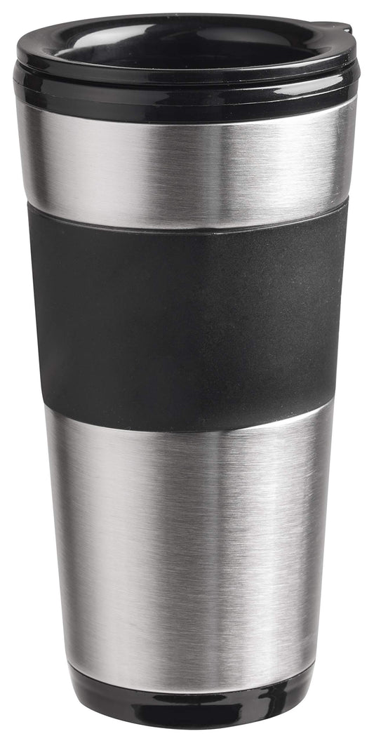 Bestron coffee maker with insulated mug, camping coffee maker for ground filter coffee, small coffee maker for 2 large cups, 750 watts, color: black/silver