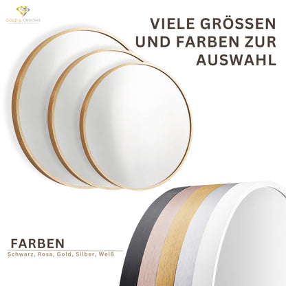 GOLD & CHROME UNIQUE DESIGN Golden wall mirror 50 x 50 cm - Modern, round bathroom mirror made of aluminum, large mirror, round mirror, wall mirror full-length mirror for home