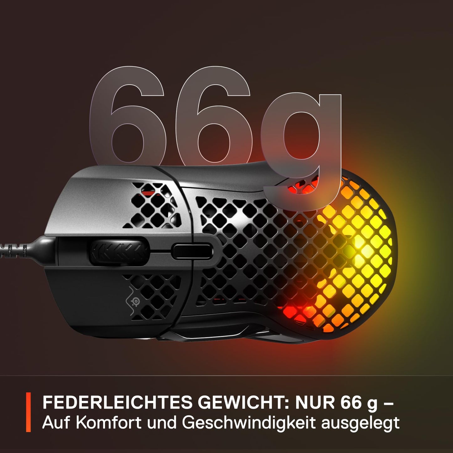 SteelSeries Aerox 5 - RGB gaming mouse with surface cutouts - Lightweight and water-resistant - Optical TrueMove Air sensor with 18,000 DPI.