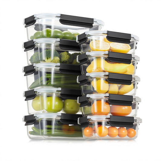 Glass containers with lids, storage container set, 20 pieces (10 containers, 10 lids), dishwasher safe, microwave & freezer safe, leak-proof, modern, food storage containers, fresh-keeping containers.