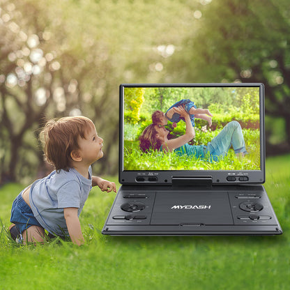 Portable 14.9-inch DVD player for cars, for kids with swivel 12.5-inch HD screen & car headrest mount, DVD/CD player, for Sync-TV projector, USB/SD connection