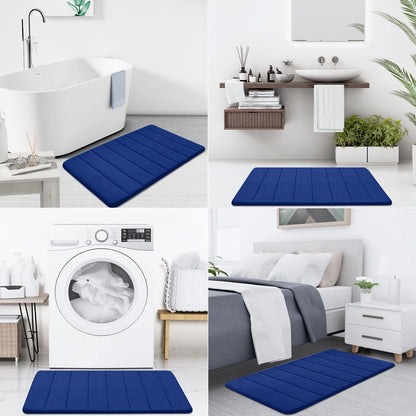 Homaxy Memory Foam Bathroom Bath Mat Absorbent Non-Slip Bath Rug Washable Bath Mat - 51 x 76 cm, Navy Blue