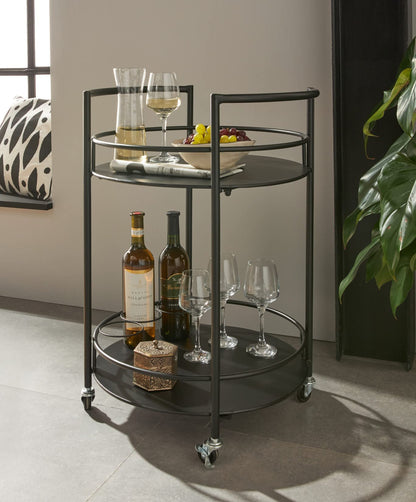 Decor passion serving trolley made of metal, black, Ø 46 x 69 cm, beverage cart, bar cart.