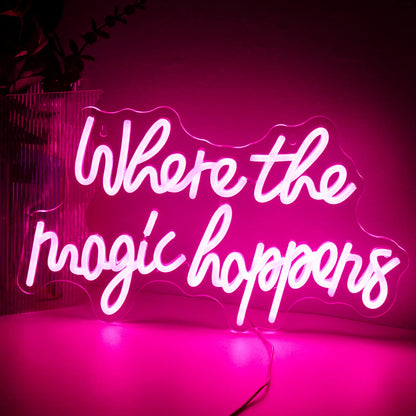 Where the Magic Happens LED Pink Neon Light Signboard for Wall, Acrylic Neon Sign for Bedroom, Wedding, Birthday, Party Decoration Sign.