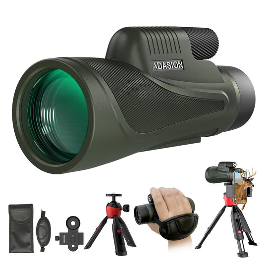 12x56 High-Resolution Monocular with Smartphone Adapter, Upgraded Tripod, Hand Strap - High-Performance Monocular, Lightweight Monocular with Clear Field of View