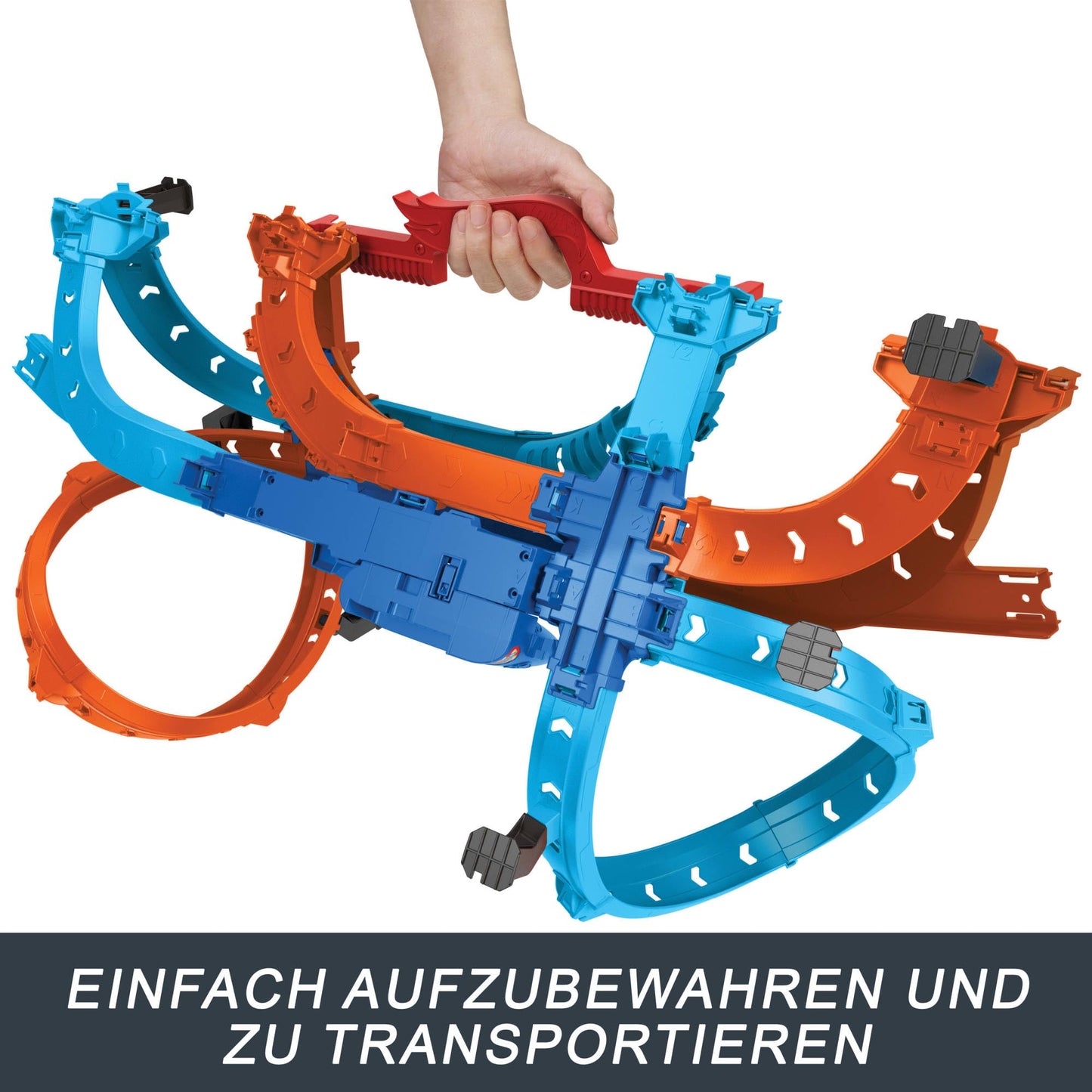 Hot Wheels toy car trackset, Ultra Hots high-speed racing start with 2 vehicles in 1:64 scale, head-to-head racing and stunts, 2 manually operated starters, HXR71.
