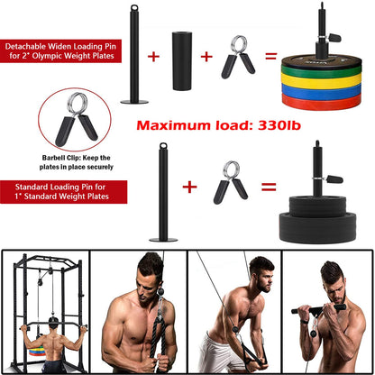 Favuit Cable Pulley Fitness Cable Lat Pull-down Forearm Trainer Set, Gym Arm Strength Training Triceps Rope Weight Fitness Equipment DIY Lat Pull Tower Cable Pulley System for Home Gym Biceps Curl Triceps Arm Training.