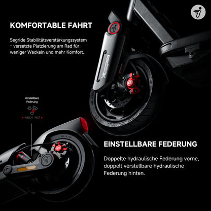 Segway-Ninebot MAX G3 D, E-scooter with street legal, 80km range in Eco mode, 75km at 20km/h, 3.5h charging time, 130kg max weight capacity, dual hydraulic suspension, smart display.