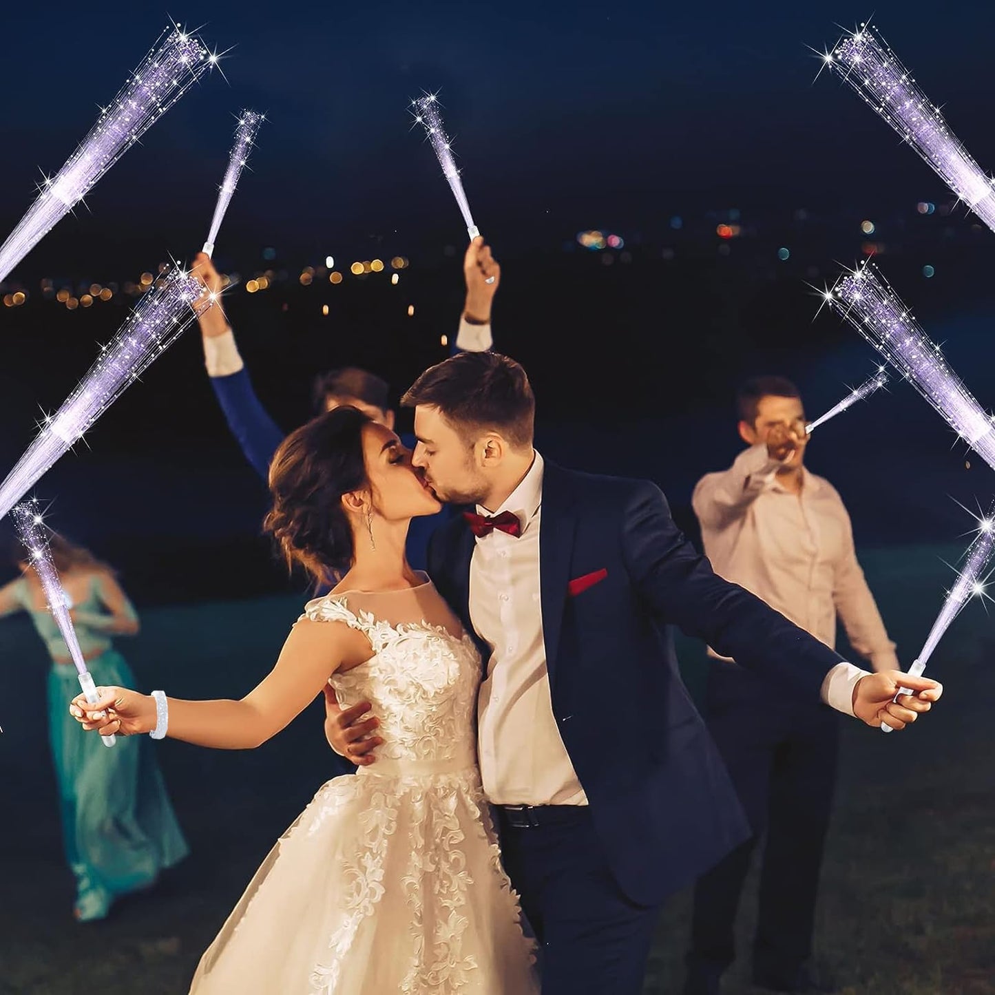 DAZZTIME LED Glowstick Set, 48 pieces LED Glowstick Bracelets for Wedding, Glowstick for Wedding, Glowstick for Kids, Wedding Fiber Optic Lamp for Wedding Parties Concerts