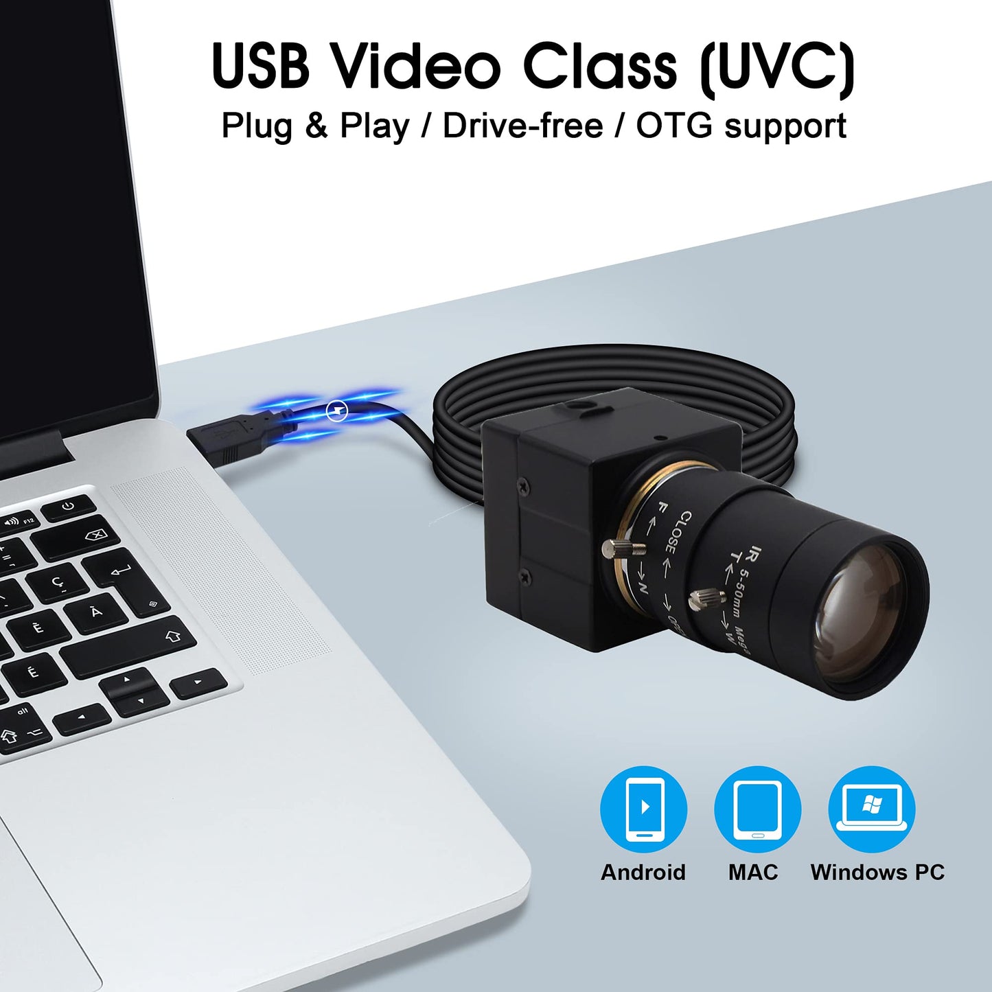 Svpro Webcam 4K UHD USB Camera, 10X Optical Zoom Camera with 5-50mm Varifocal Lens, 3840x2160 Ultra High Definition Cameras for Computer/Laptop/Desktop, USB Camcorder with Sony IMX415 Sensor.