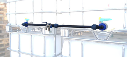 VOXTRADE Connection set for IBC tanks, 3-port ball valve, polyethylene (PE), brass, steel, blue, CE, EN 1074-1, 3/4" thread, 1/2" PE outlet, max. 10 bar, Gardena-like connection.