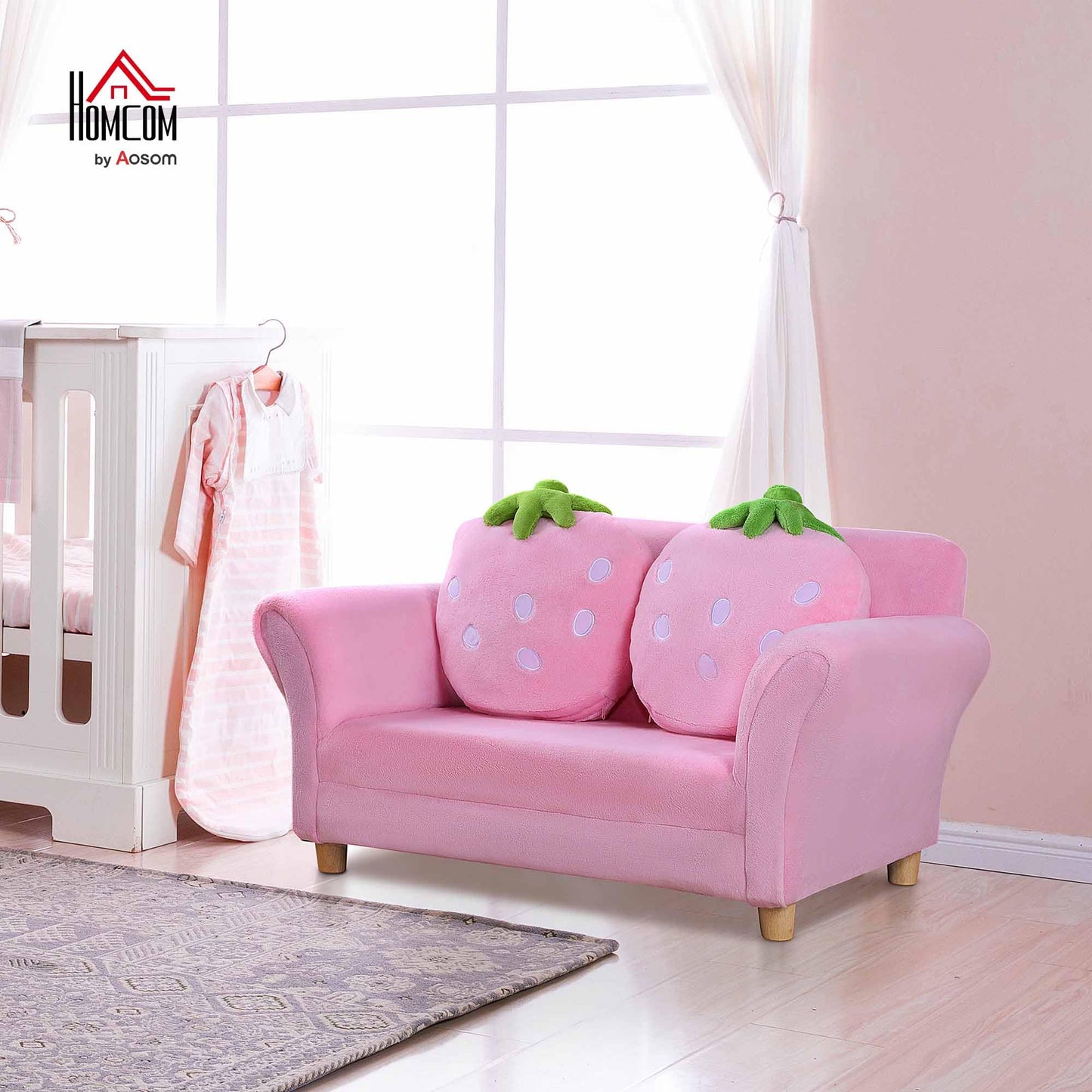 HOMCOM Kids Sofa Kids Chair Sofa Couch Children Chair Kid's Room Soft Sofa Double Sofa Single Sofa (Strawberry Sofa)