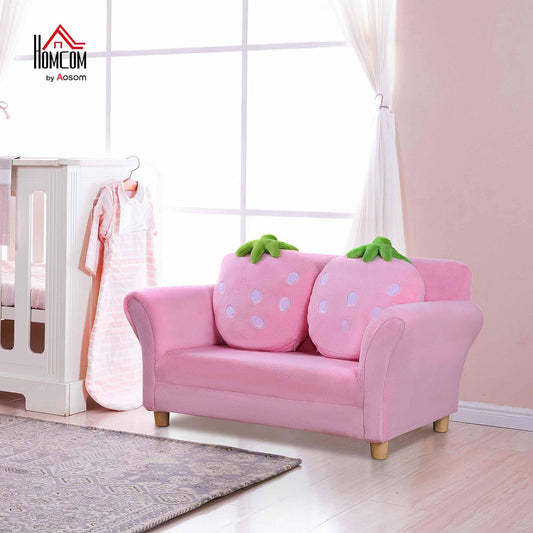 HOMCOM Kids Sofa Kids Chair Sofa Couch Children Chair Kid's Room Soft Sofa Double Sofa Single Sofa (Strawberry Sofa)