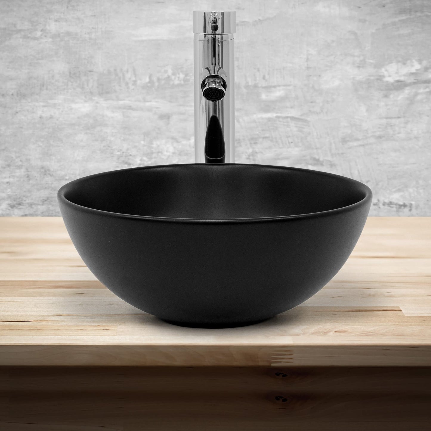 ML-Design Ceramic Basin in Matte Black Ø32x13.5cm Round incl. Drain without Overflow, Modern Countertop Washbasin Washbowl Washplace Handwashbasin, for Bathroom/Guest WC.