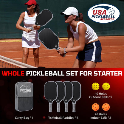 BAGAIL Pickleball Paddle Set with 4 balls, light, high shock absorption, ergonomically designed, suitable for indoor and outdoor pickleball games.