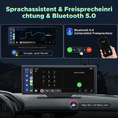 Lamto Wireless Apple Carplay & Android Auto receiver with 2K dashcam Front, 1080P rear camera, 9.26-inch touchscreen Wireless Carplay with Siri/Bluetooth 5.0/FM/AUX/Mirror-Link/64G SD card