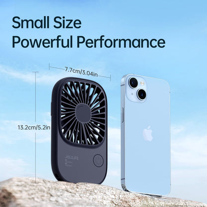 JISULIFE Handheld Fan Mini Fan, Small Portable Fan with Stand, Rechargeable USB Eyelash Fan with 3 speeds, Makeup Fan for Office Outdoor Blue