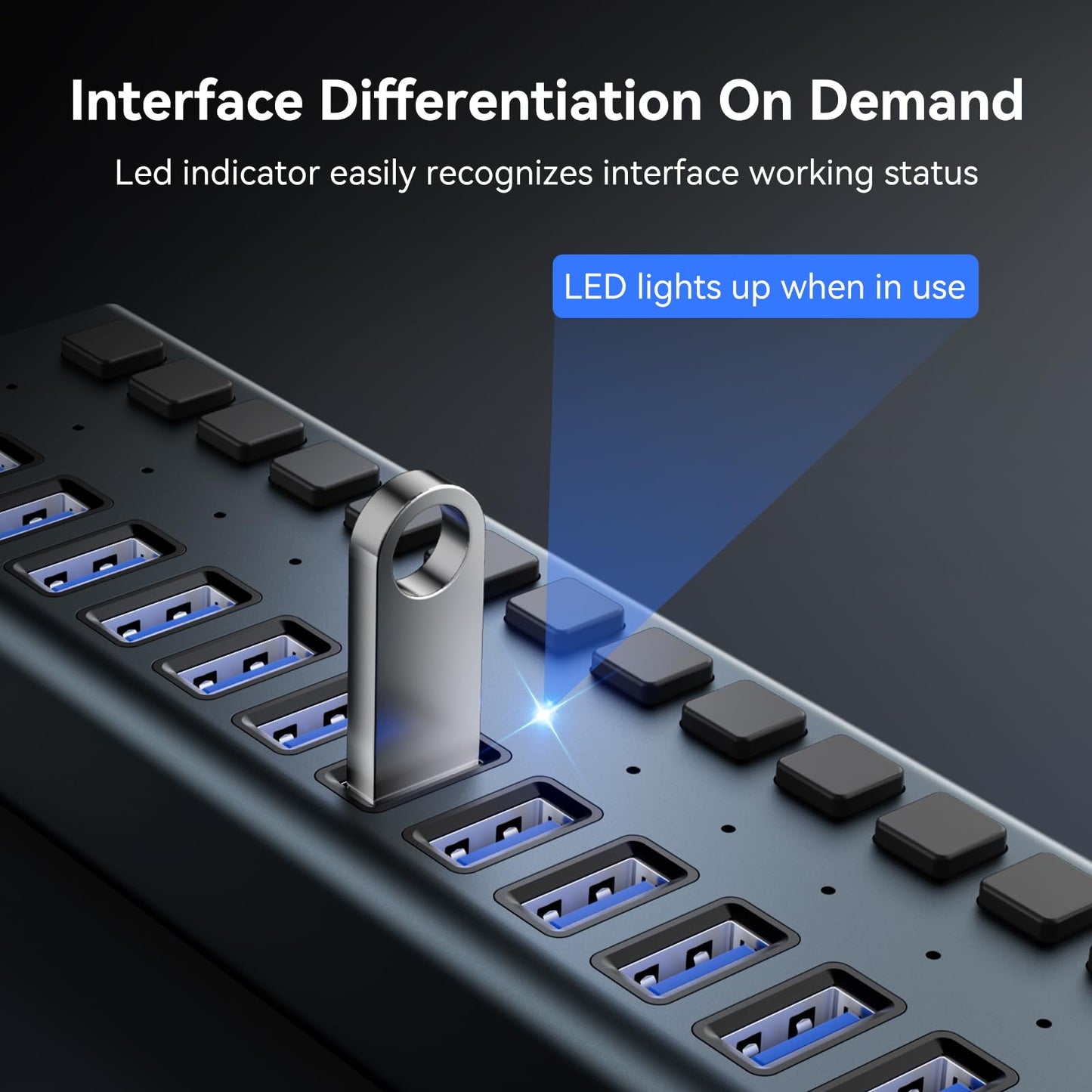 USB Hub 3.1 with 90W power supply, 16 Port USB 3.1 Aluminum Hub Active 3.1 with 12V/7.5A power supply USB hub with power supply for laptop, PC, computer, mobile HDD, flash drive.