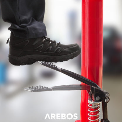 Arebos hydraulic gear lifter | 500 kg engine lifter | working height 105-185 cm | 4 swivel casters incl. foot pedal | continuously adjustable | hydraulic | red/black