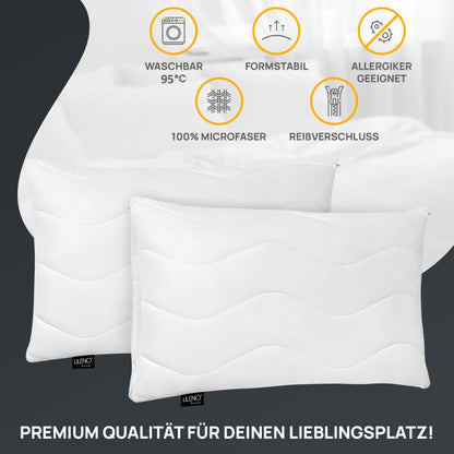 LILENO HOME 70x90 cm pillows [4-pack] as pillow filling - bed or decorative pillows with zipper for customization - Washable up to 95° - sofa pillows & throw pillows for couch/bed