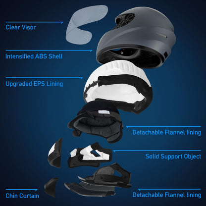 Favoto motorcycle helmet Full face helmet for adults, breathable, ECE certified, size S (55-56cm) Grey.