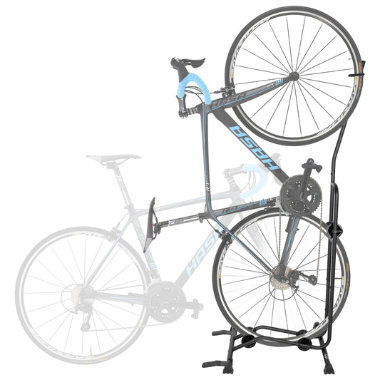 CyclingDeal Bike Stand - High quality adjustable vertical and horizontal bike rack - Safe and reliable storage for MTB and road bikes.