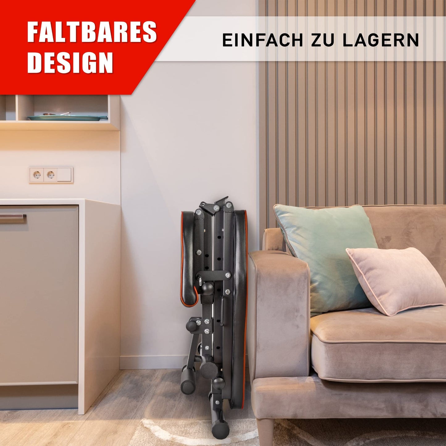 Professional dumbbell | Foldable Deluxe Dumbbell Bench | Space-saving & quick to fold | 21-level adjustable incline bench | Extremely durable with 550 kg weight capacity | With leg rest | Foldable and stable training bench