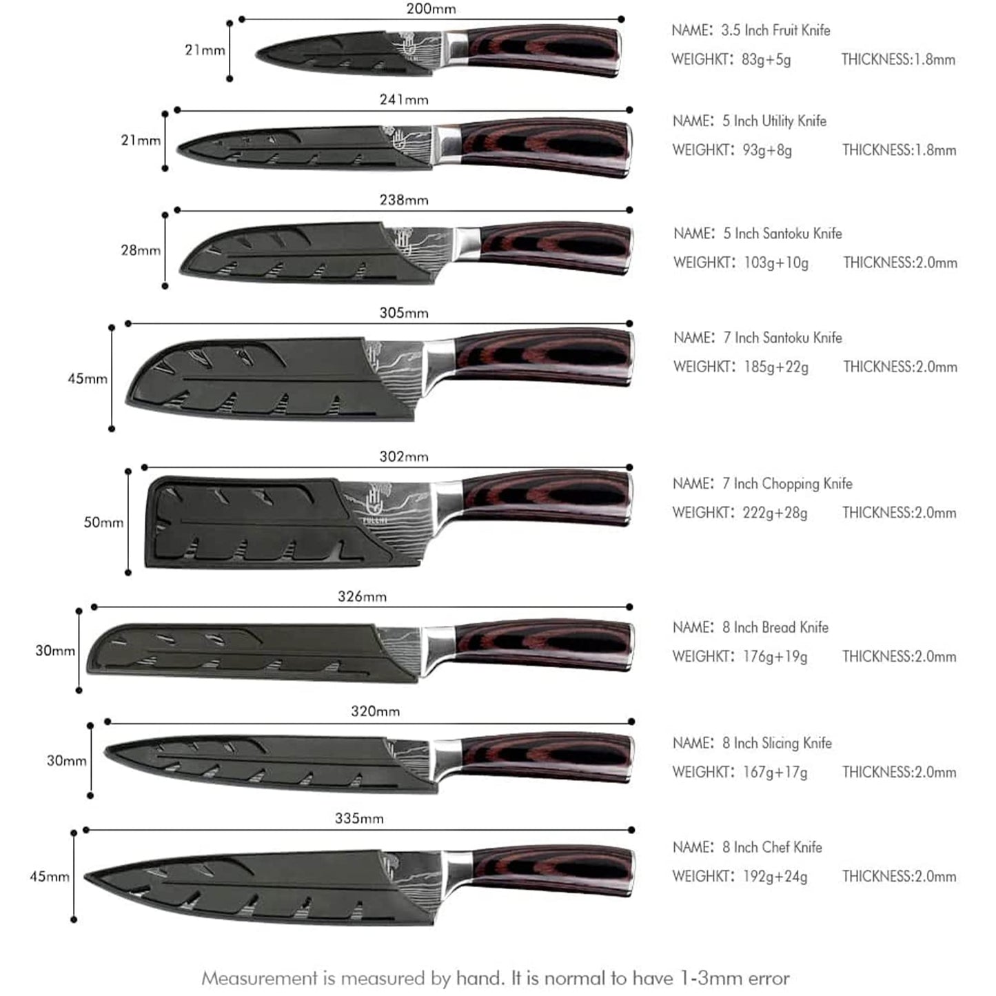 FULLHI Knife Set, 14-piece Japanese Knife Set, sharp Stainless Steel Kitchen Knife Set.