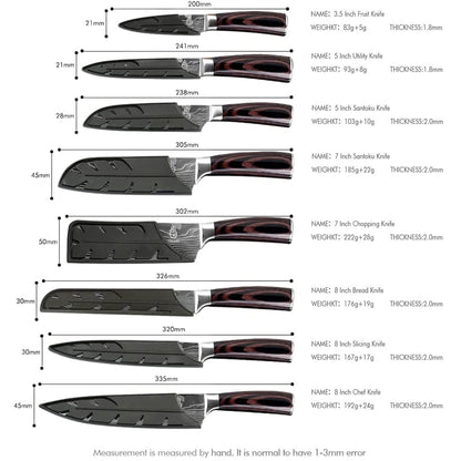 FULLHI Knife Set, 14-piece Japanese Knife Set, sharp Stainless Steel Kitchen Knife Set.