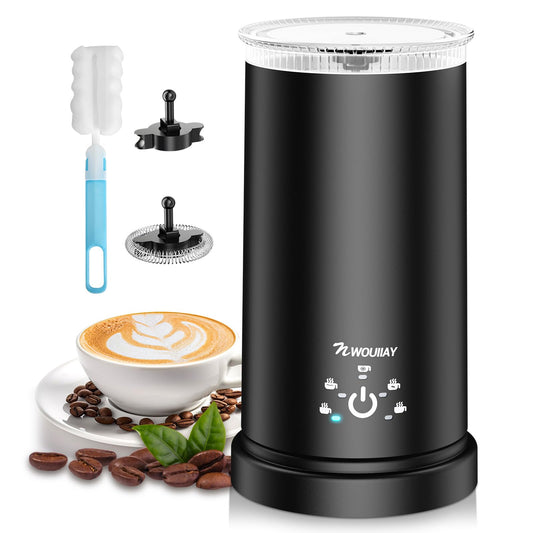 5 in 1 Electric Milk Frother 600W Automatic Milk Frother for 350ml hot/cold milk foam with non-stick coating, One-click control for hot chocolate, latte, cappuccino, etc.