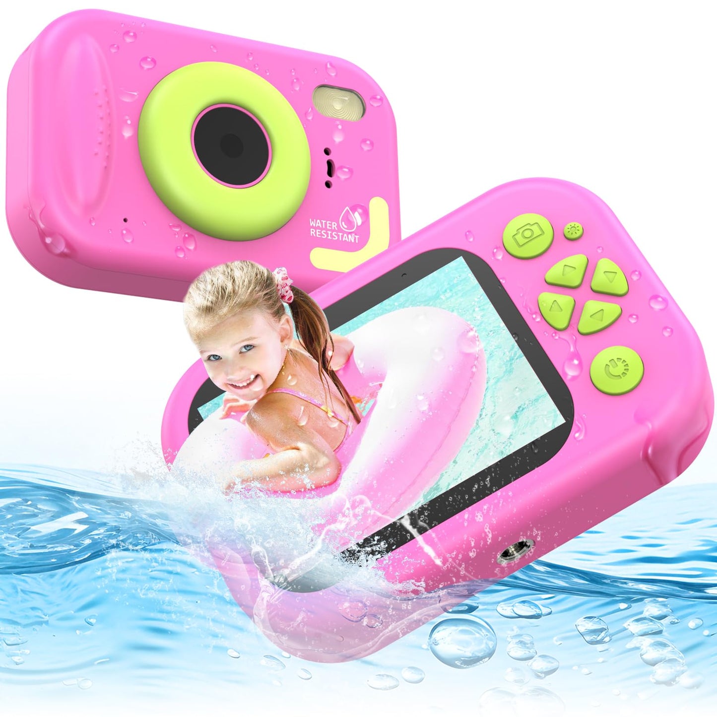 ULEWAY kids camera, 1080P underwater camera for kids, underwater digital camera with 2.4" screen, 32GB SD card, video camera toy gift for kids aged 3-12 years.