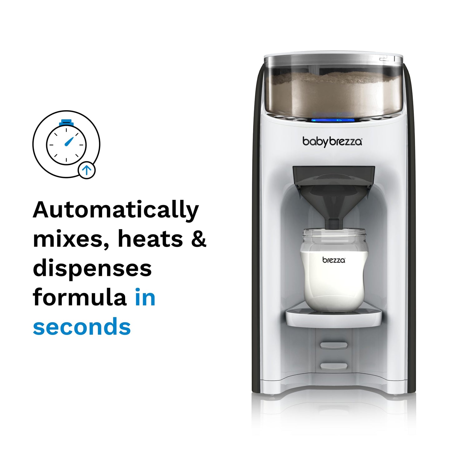 Baby Brezza Formula Pro Advanced - Automatic Bottle Maker - Mixes formula & water perfectly at the push of a button - 3 temperatures - For all bottles & powders - BPA-free - White/Black