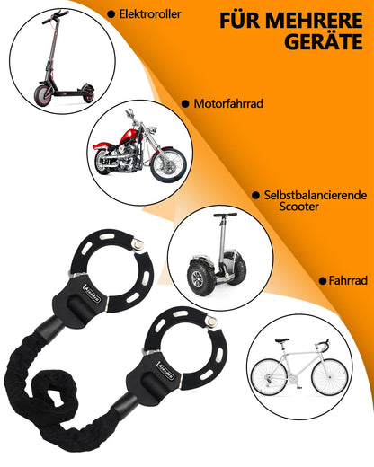 E-scooter lock, handcuff lock with key, lock for e-scooter with rubber lock sleeve, bike lock high security, 90cm, ideal for e-scooter, bike, stroller (key lock A)