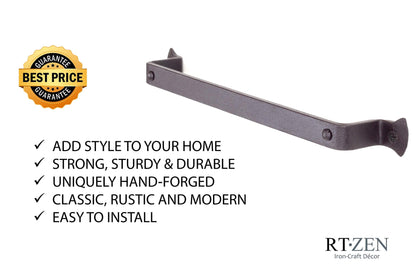 RTZEN Rustic modern hand towel holder made of wrought iron | Decorative 30.5 cm large for kitchen, bathroom, etc. Stylish wall mount dish towel rack handcrafted metal easy installation