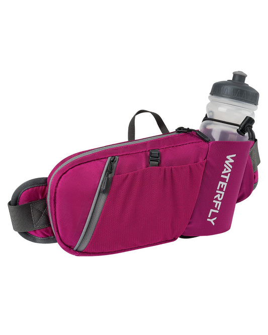 WATERFLY Waist Bag for Men and Women with Bottle Holder: Sporty Small Waist Pack Stylish Jogging Fanny Pack Walking Bumbag Dog Training Bum Belt MTB Hipbag Sport Hip Bag Travel Belly Bag