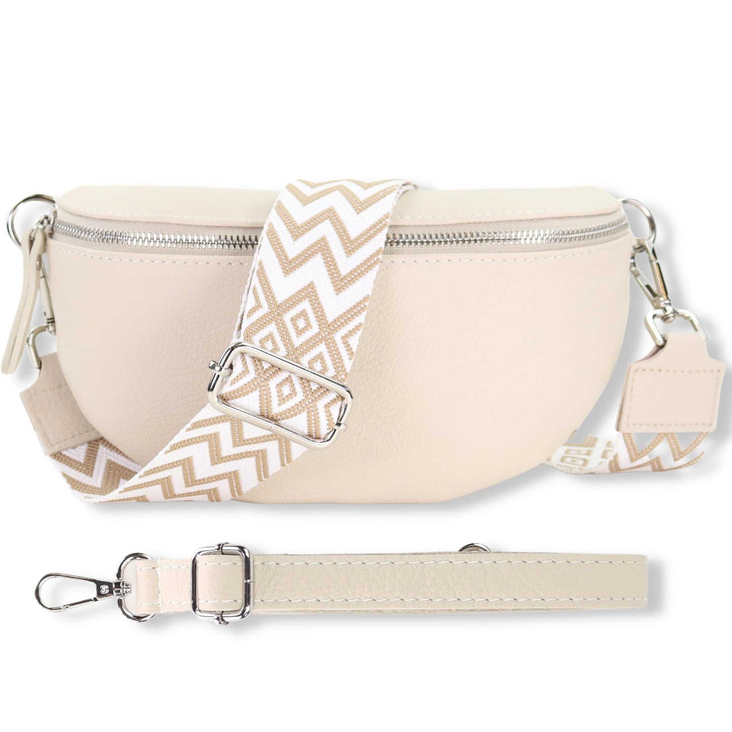 Blade Women's Leather Fanny Pack with 2 patterned and leather removable & adjustable wide belts, Crossbody Bag Women, High-quality Chest Bag for Women.