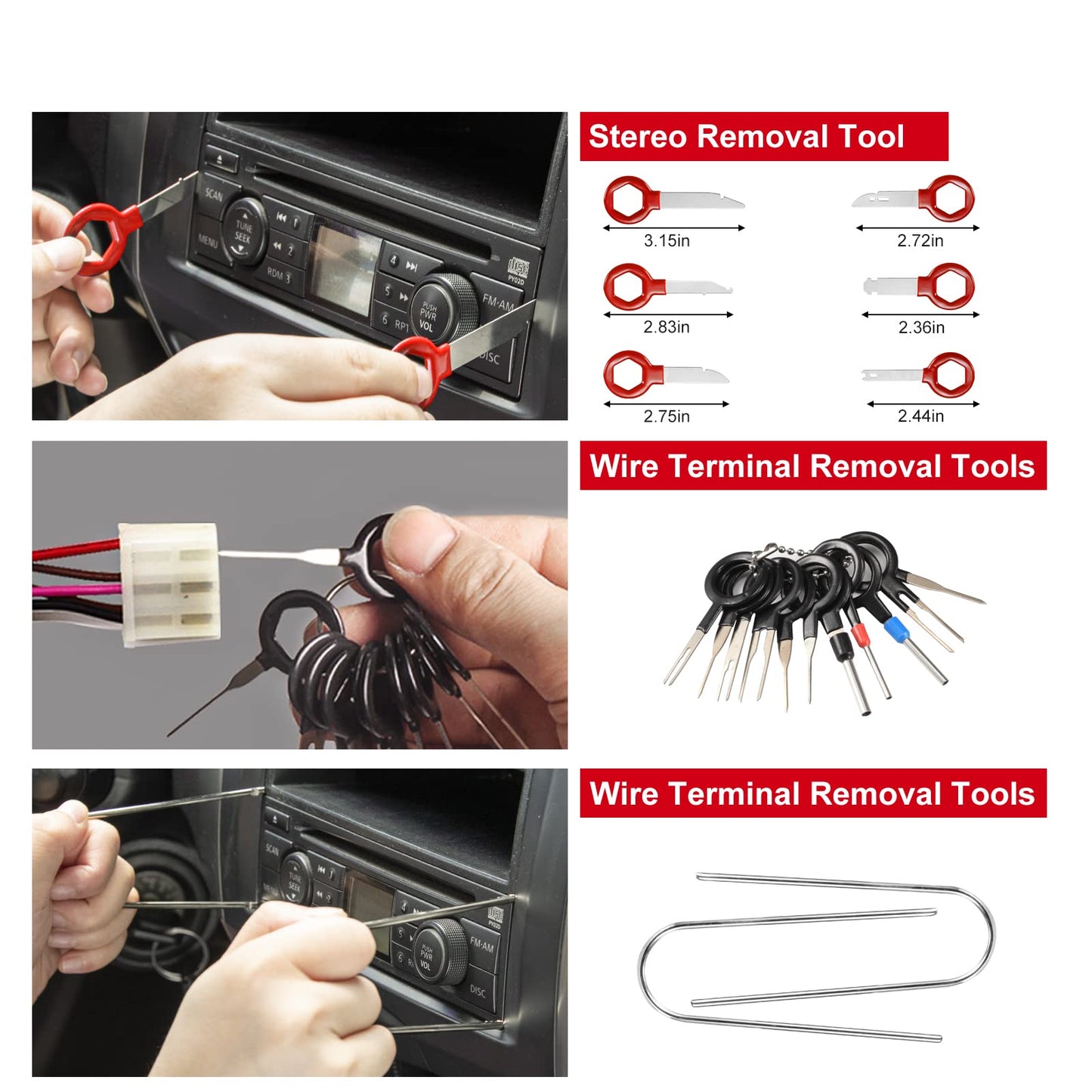 Eaukar Auto Disassembly Tools, 330 Pcs Vehicle Disassembly Trim Removal Wedges Interior Panel Levers, Automotive Tool, Car Panel Removal Tool Car Door Door Panel (Red)