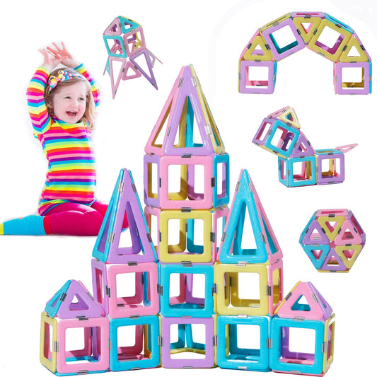 Magblock Magnetic Building Blocks - Magnet Construction Build Blocks Kids Gift Toy for Boys and Girls 3 4 5 6 7 8 years old (80 Pieces)