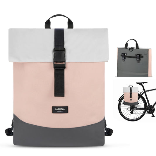 LARKSON Bicycle Bags for Rear Rack Women Gray - Tammo Bike - 2 in 1 Bike Bag Backpack & Rear Rack Bag - Water-Resistant
