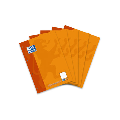 Oxford School Exam pad A4, lined with margin, 50 sheets, orange, pack of 5 & Brunnen 102142650 Legal pad/Legal paper (A4, squared with margin, ruling 26, 80 gsm, 50 sheets shrink-wrapped)